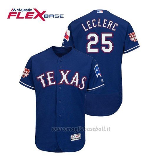 Maglia Baseball Uomo Texas Rangers Jose Leclerc Flex Base Entrenamiento De Primavera 2019 Blu